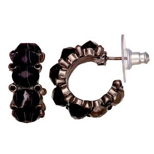 Simply Vera Vera Wang Black Tone Stone Hoop Earrings NWT